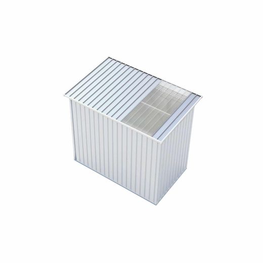 Caseta Metálica Exterior Gardiun Kingston 3 m² - 142x213x184 cm - Acero Galvanizado, Color Silver/Blanco, Ideal para Jardín y Espacios al Aire Libre