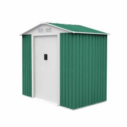 Caseta Metálica Exterior Gardiun Yorkshire 2,43 m² - 121x201x190 cm en Acero Galvanizado, Color Verde, Ideal para Jardín y Mascotas