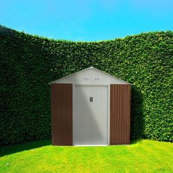 Caseta Metálica Gardiun Bristol 7,74 m² Exterior 241x321x205 cm en Acero Galvanizado, Color Marrón – Ideal para Jardín y Uso Exterior