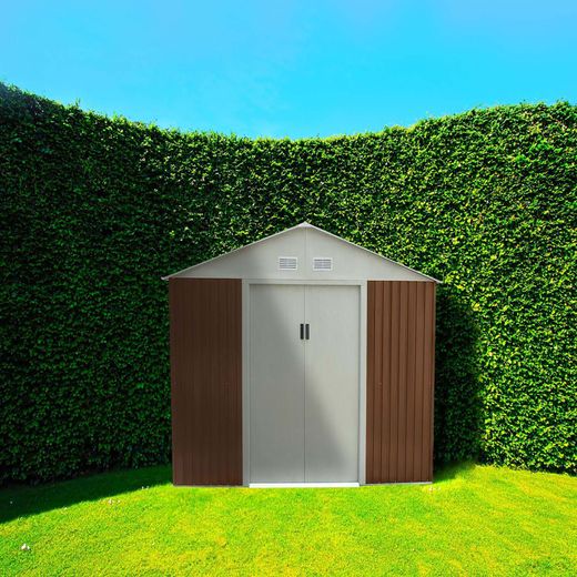 Caseta Metálica Gardiun Bristol 7,74 m² Exterior 241x321x205 cm en Acero Galvanizado, Color Marrón – Ideal para Jardín y Uso Exterior