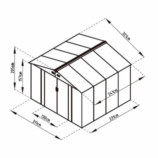 Caseta Metálica Gardiun Bristol 7,74 m² Exterior 321x241x205 cm - Acero Galvanizado, Color Gris Antracita, Ideal para Jardín y Almacenamiento