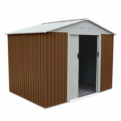 Caseta Metálica Gardiun Cambridge 4,72 m² Exterior 261x181x198 cm - Acero Galvanizado, Color Marrón, Resistente y Duradera para Jardín