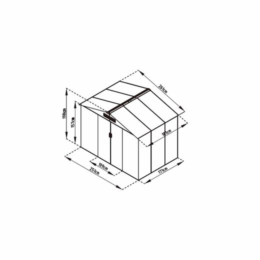 Caseta Metálica Gardiun Cambridge 4,72 m² Exterior 261x181x198 cm - Acero Galvanizado, Color Marrón, Resistente y Duradera para Jardín