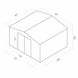 Metallgarage Gardiun Coventry 9,66 m², verzinkter Stahl, Schiebetür, Satteldach