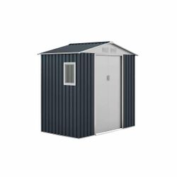 Caseta Metálica Gardiun Darwen 2,71 m² Exterior - 127x213x205 cm - Acero Galvanizado - Color Gris Antracita - Ideal para Jardín y Almacenamiento