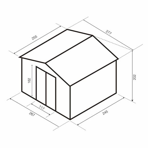 Caseta Metálica Gardiun Devon 7,06 m² - 277x255x202 cm, Acero Galvanizado 0.25 mm, Color Verde, Ideal para Jardín y Almacenamiento Exterior