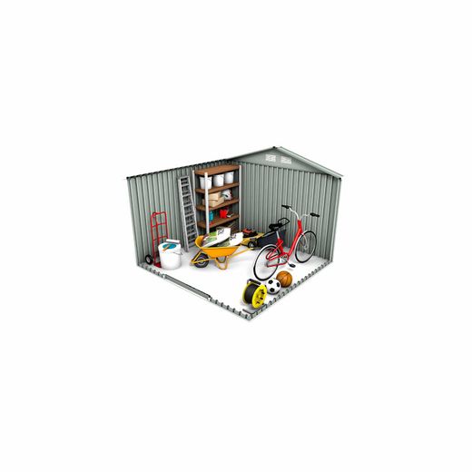 Caseta Metálica Gardiun Devon 7,06 m² - 277x255x202 cm, Acero Galvanizado 0.25 mm, Color Verde, Ideal para Jardín y Almacenamiento Exterior
