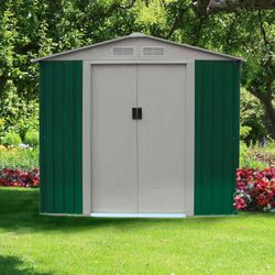 Caseta Metálica Gardiun Glasgow 6,3 m² Exterior 241x261x198 cm - Acero Galvanizado Verde, Resistente y Duradera para Jardín y Exterior