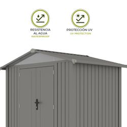 Caseta Metálica Gardiun Grunewald 4,03 m² Exterior 240x168x220 cm en Acero con Ventana Lateral y Puerta Doble 106x178 cm – Ideal para Jardín y Uso Exterior