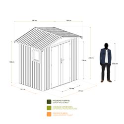 Caseta Metálica Gardiun Grunewald 4,03 m² Exterior 240x168x220 cm en Acero con Ventana Lateral y Puerta Doble 106x178 cm – Ideal para Jardín y Uso Exterior