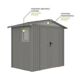 Caseta Metálica Gardiun Grunewald 4,03 m² Exterior 240x168x220 cm en Acero con Ventana Lateral y Puerta Doble 106x178 cm – Ideal para Jardín y Uso Exterior
