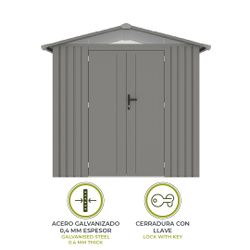 Caseta Metálica Gardiun Grunewald 4,03 m² Exterior 240x168x220 cm en Acero con Ventana Lateral y Puerta Doble 106x178 cm – Ideal para Jardín y Uso Exterior