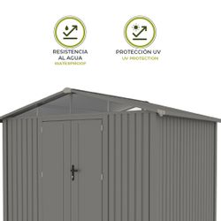 Caseta Metálica Gardiun Grunewald 7 m² Exterior 304x232x228 cm en Acero con Ventana Lateral y Puerta Doble 106x178 cm – Ideal para Jardín y Uso Exterior