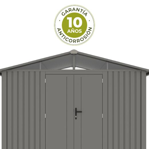 Caseta Metálica Gardiun Grunewald 7 m² Exterior 304x232x228 cm en Acero con Ventana Lateral y Puerta Doble 106x178 cm – Ideal para Jardín y Uso Exterior