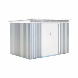 Metallhütte Gardiun London 5,71 m² Außen 206x277x187 cm verzinkter Stahl Silver/Weiß