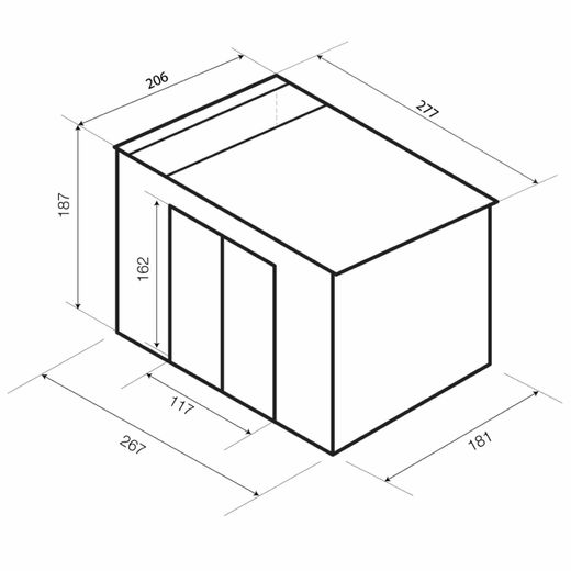 Metallhütte Gardiun London 5,71 m² Außen 206x277x187 cm verzinkter Stahl Silver/Weiß