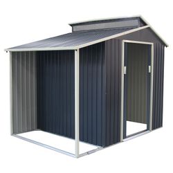 Caseta Metálica Gardiun Marlow con Porche 6,85 m² - 355x193x237 cm - Acero Galvanizado Gris Antracita - Exterior Resistente y Duradero