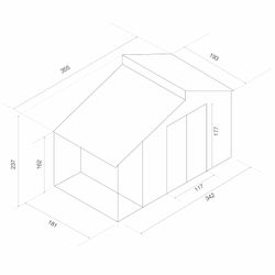 Caseta Metálica Gardiun Marlow con Porche 6,85 m² - 355x193x237 cm - Acero Galvanizado Gris Antracita - Exterior Resistente y Duradero