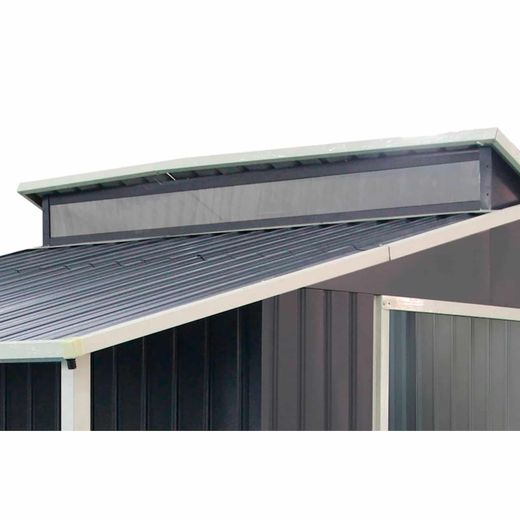 Caseta Metálica Gardiun Marlow con Porche 6,85 m² - 355x193x237 cm - Acero Galvanizado Gris Antracita - Exterior Resistente y Duradero