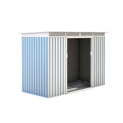 Metall-Gartenhaus Gardiun Rutland 3,93 m² Außenmaße 142x277x184 cm verzinkter Stahl Silver/Weiß