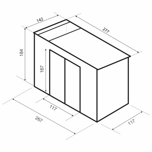 Metall-Gartenhaus Gardiun Rutland 3,93 m² Außenmaße 142x277x184 cm verzinkter Stahl Silver/Weiß