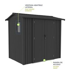 Caseta Metálica Gardiun Spree 4,1 m² Exterior 232x176x212 cm - Estructura de Acero con Ventana Lateral y Puerta Doble 106x178 cm, Ideal para Jardín y Uso Exterior