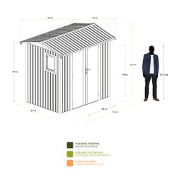 Caseta Metálica Gardiun Spree 4,1 m² Exterior 232x176x212 cm - Estructura de Acero con Ventana Lateral y Puerta Doble 106x178 cm, Ideal para Jardín y Uso Exterior