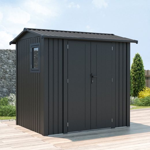 Caseta Metálica Gardiun Spree 4,1 m² Exterior 232x176x212 cm - Estructura de Acero con Ventana Lateral y Puerta Doble 106x178 cm, Ideal para Jardín y Uso Exterior