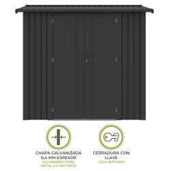 Caseta Metálica Gardiun Spree 4,1 m² Exterior 232x176x212 cm - Estructura de Acero con Ventana Lateral y Puerta Doble 106x178 cm, Ideal para Jardín y Uso Exterior