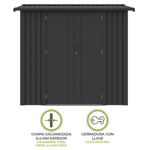 Caseta Metálica Gardiun Spree 4,1 m² Exterior 232x176x212 cm - Estructura de Acero con Ventana Lateral y Puerta Doble 106x178 cm, Ideal para Jardín y Uso Exterior
