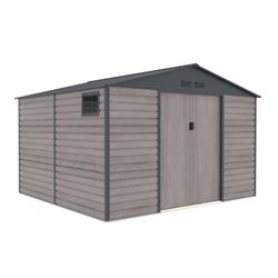 Caseta Metálica Gardiun Surrey 10,85 m² Exterior 340x319x226 cm en Acero con Ventana Lateral y Efecto Madera Veteada – Ideal para Jardín y Espacios Exteriores