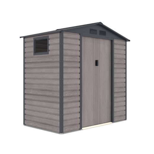 Caseta Metálica Gardiun Surrey 2,71 m² Exterior 213x127x211 cm - Estructura de Acero con Ventana Lateral y Diseño Efecto Madera Veteada
