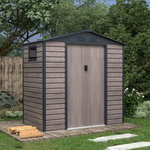 Caseta Metálica Gardiun Surrey 2,71 m² Exterior 213x127x211 cm - Estructura de Acero con Ventana Lateral y Diseño Efecto Madera Veteada