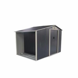 Caseta Metálica Gardiun Toronto con Leñero 3,53 m² Exterior 278x127x195 cm - Acero Galvanizado Gris Antracita, Resistente y Duradera para Jardín y Almacenamiento