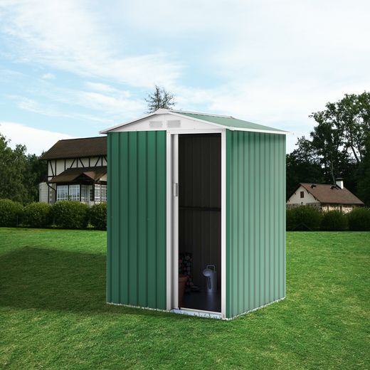 Caseta Metálica Milton Gardiun 2 m² con Puerta Deslizante, Acero Galvanizado, Color Verde – Ideal para Jardín y Almacenamiento Exterior