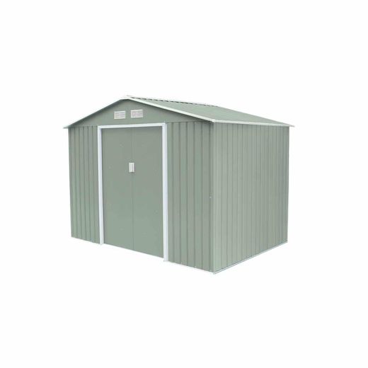 Caseta Metálica para Jardín Gardiun Leeds 5,30 m² - 277x191x202 cm, Exterior, Acero Galvanizado, Color Verde Claro, Resistente y Duradera