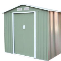 Caseta Metálica para Jardín Gardiun Sunderland 4,07 m² - Exterior 213x191x195 cm, Acero Galvanizado, Color Verde Claro, Resistente y Duradera