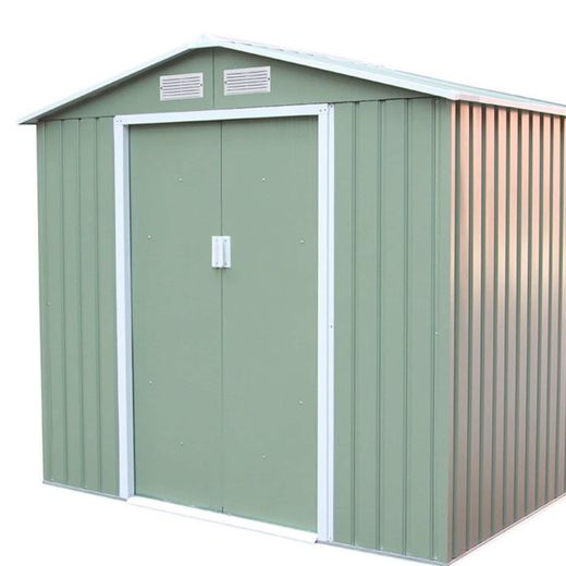 Caseta Metálica para Jardín Gardiun Sunderland 4,07 m² - Exterior 213x191x195 cm, Acero Galvanizado, Color Verde Claro, Resistente y Duradera