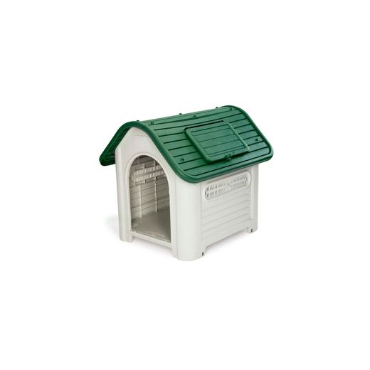 Caseta para Perro Mediano Gardiun Dakota 72x87x75 cm en Resina, Color Beige/Verde, Resistente y Duradera para Exterior