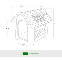 Caseta para Perro Mediano Gardiun Dakota 72x87x75 cm en Resina, Color Beige/Verde, Resistente y Duradera para Exterior