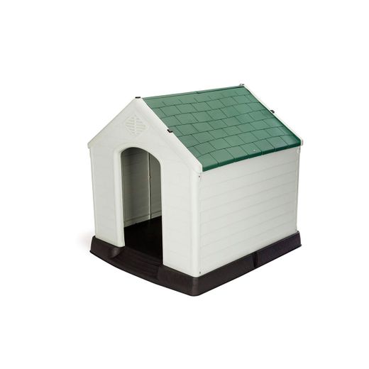 Caseta para Perro Mediano Zeus Plus Gardiun 78x87x81 cm - Fabricada en Resina, Color Beige/Verde, Resistente y Duradera para Exterior