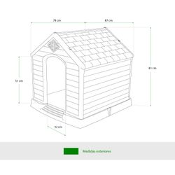 Caseta para Perro Mediano Zeus Plus Gardiun 78x87x81 cm - Fabricada en Resina, Color Beige/Verde, Resistente y Duradera para Exterior