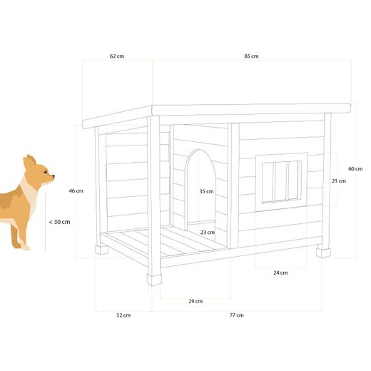 Caseta para Perro Pequeño Gardiun Dona 85x58x60 cm con Acceso Frontal y Techo de Tela Asfáltica | Puerta 23x35 cm - Protección y Comodidad para Mascotas