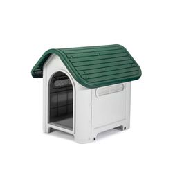 Caseta para Perro Pequeño Gardiun Kira 59x75x66 cm - Hecha en Resina, Color Beige/Verde, Resistente y Duradera para Mascotas