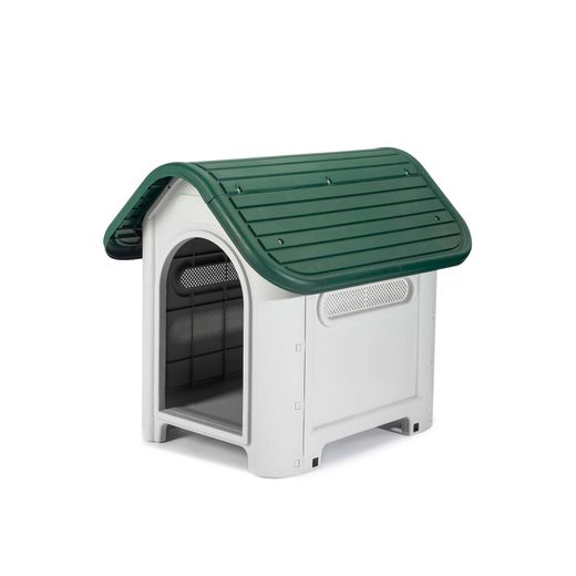 Caseta para Perro Pequeño Gardiun Kira 59x75x66 cm - Hecha en Resina, Color Beige/Verde, Resistente y Duradera para Mascotas