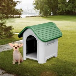 Caseta para Perro Pequeño Gardiun Kira 59x75x66 cm - Hecha en Resina, Color Beige/Verde, Resistente y Duradera para Mascotas