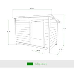 Caseta para Perro Pequeño Gardiun Sugar 85x58x58 cm con Tejado a 1 Agua y Cubierta Asfáltica, Diseño Resistente y Protección Climática Ideal para Mascotas