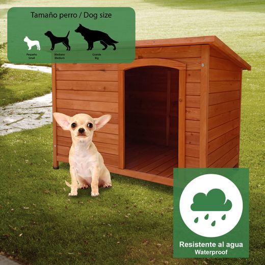 Caseta para Perro Pequeño Gardiun Sugar 85x58x58 cm con Tejado a 1 Agua y Cubierta Asfáltica, Diseño Resistente y Protección Climática Ideal para Mascotas