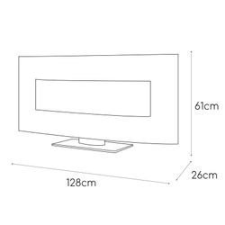 Stufa elettrica 1600 W, 128 x 26 x 61 cm, in metallo e vetro temperato bianco | Collezione Alaska