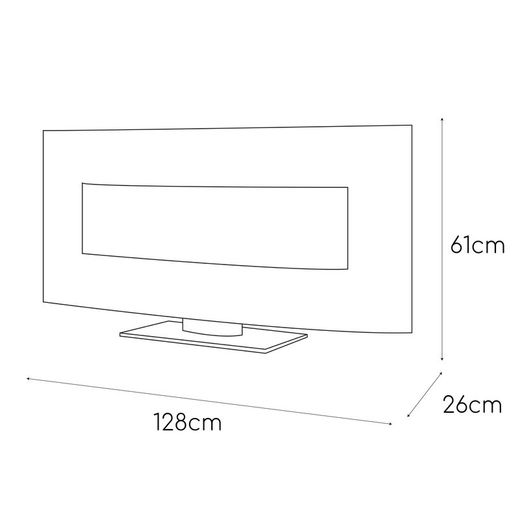 Stufa elettrica 1600 W, 128 x 26 x 61 cm, in metallo e vetro temperato bianco | Collezione Alaska